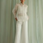 Ivory Organza Lacework Shirt & Georgette Pants