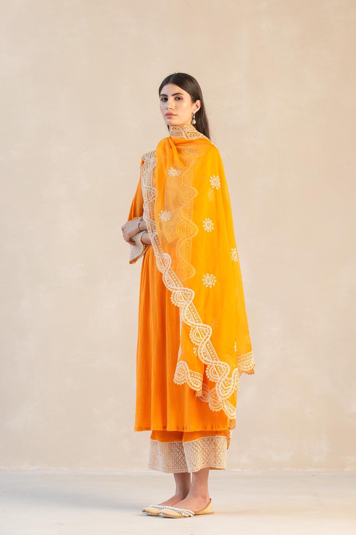Buy Light Yellow Dobby Straight Kurta With Parallel Pants And Ecru Dupatta  Online - Shop for W