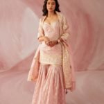 Blush Pink Embroidered Spagetthi Gharara Set