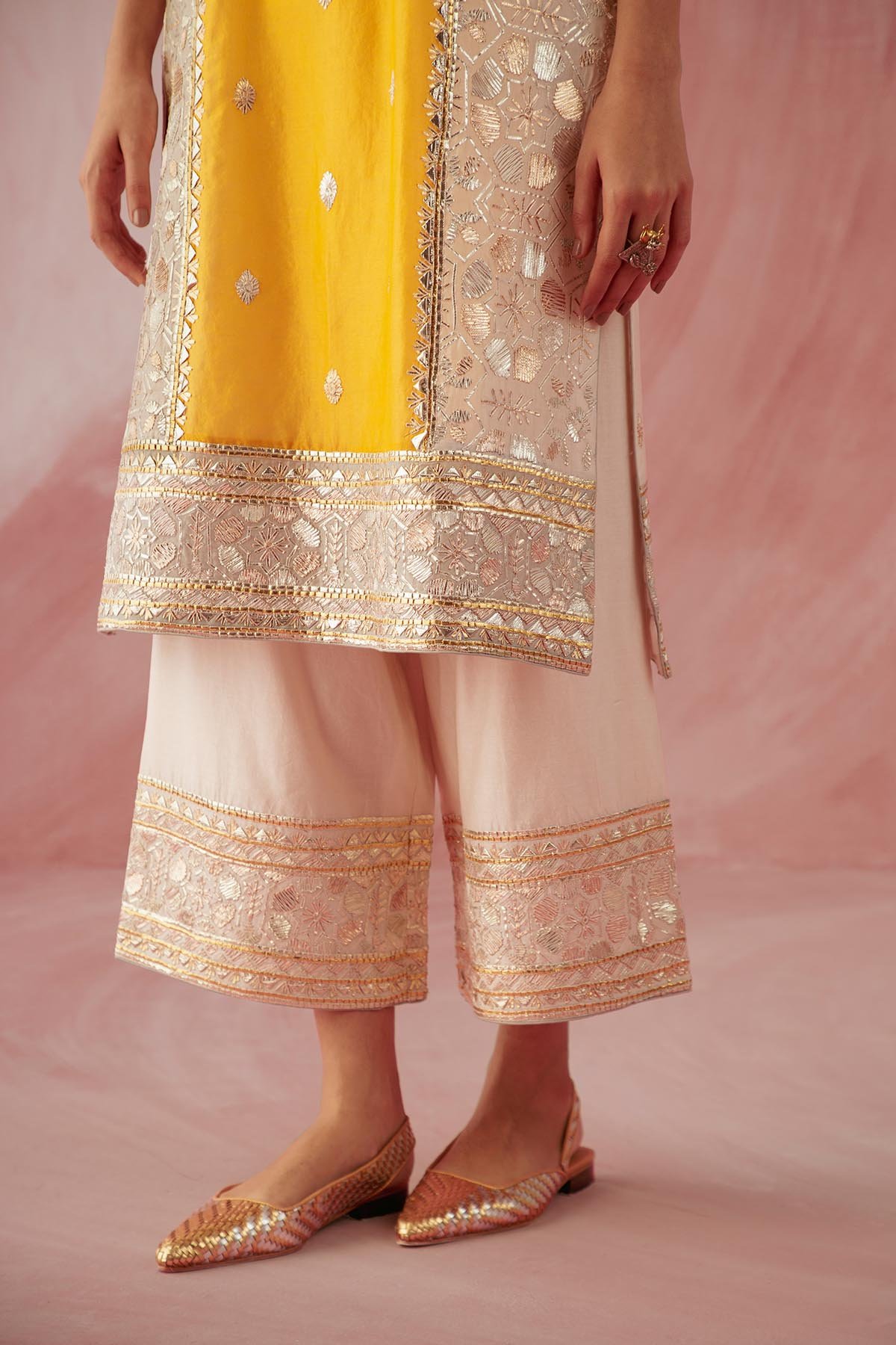 Beige Chanderi Suit Set With Dupatta For Women at Best Price From Soch