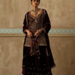 Silk Velvet Stripe Sequinned Gharara Set
