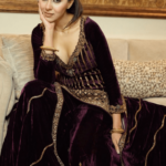 Silk Velvet Stripe Sequinned Gharara Set