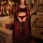 Custom Silk Velvet Scalloped Drape Sharara Set